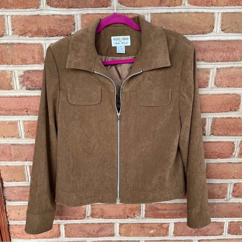 Faux suede zip up jacket. Size 10